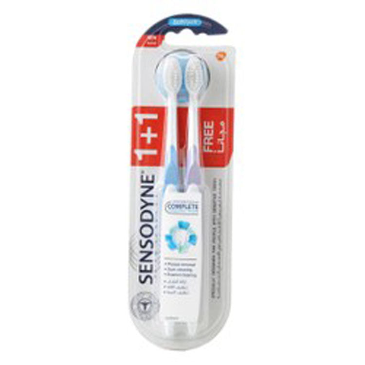 فرشاة أسنان سنسوداين المتطورة للحماية الكاملة باللونين الأزرق والبنفسجي (احصل على واحدة مجاناً واحصل على الثانية مجاناً)