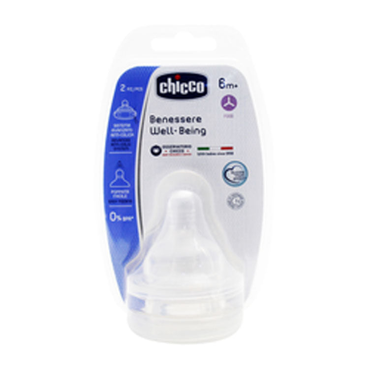 Chicco Well-Being Anti-Colic Silicone Nipples (6+ Months) - BPA free