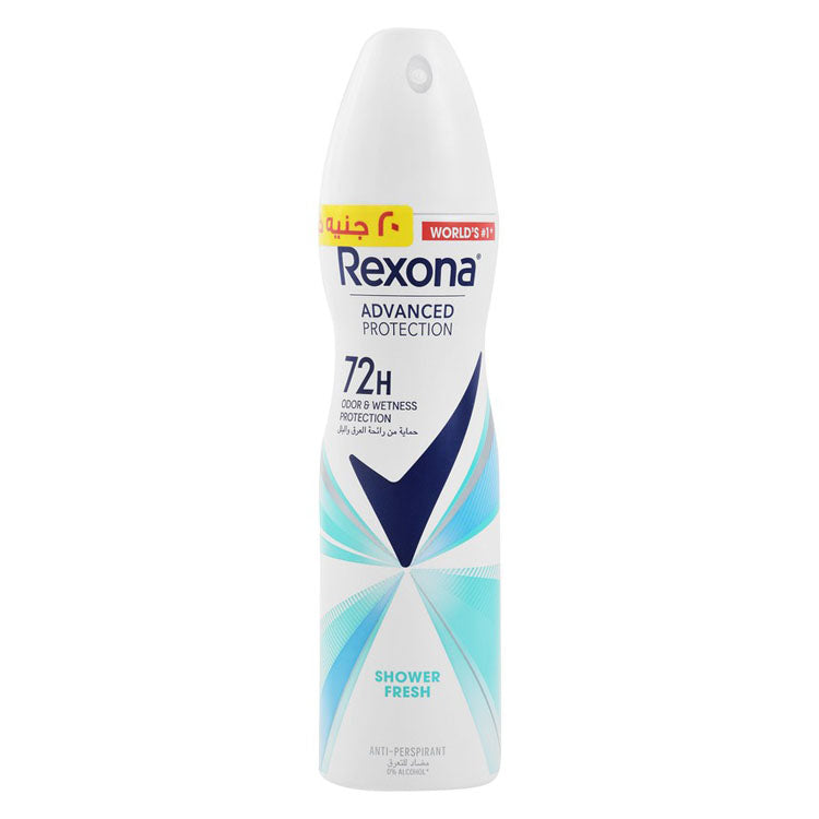 Rexona Advanced Protection 72H Antiperspirant Shower Fresh Deodorant Spray for Women (-20 EGP) - alcohol free