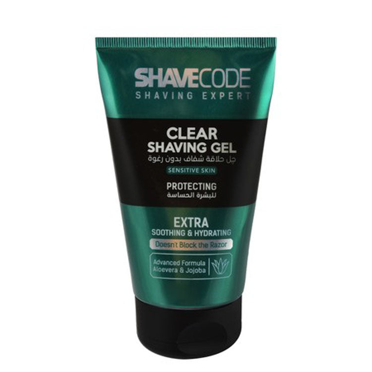 Shave Code Soothing & Hydrating Clear Shaving Gel with Aloe Vera & Jojoba for Sensitive Skin