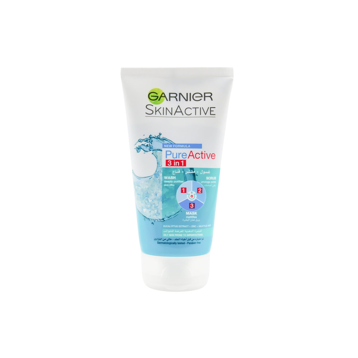 Garnier Skin Active Pure Active 3in1 Facial Scrub with White Clay & Salicylic Acid for Oily & Pimple Prone Skin