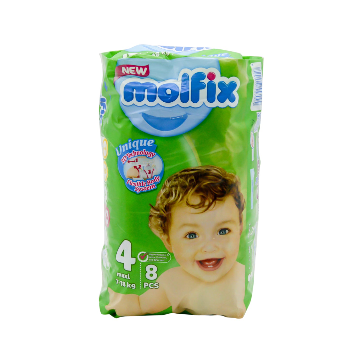 حفاضات مولفيكس ماكسي للأطفال، مقاس 4 (7-18 كجم)