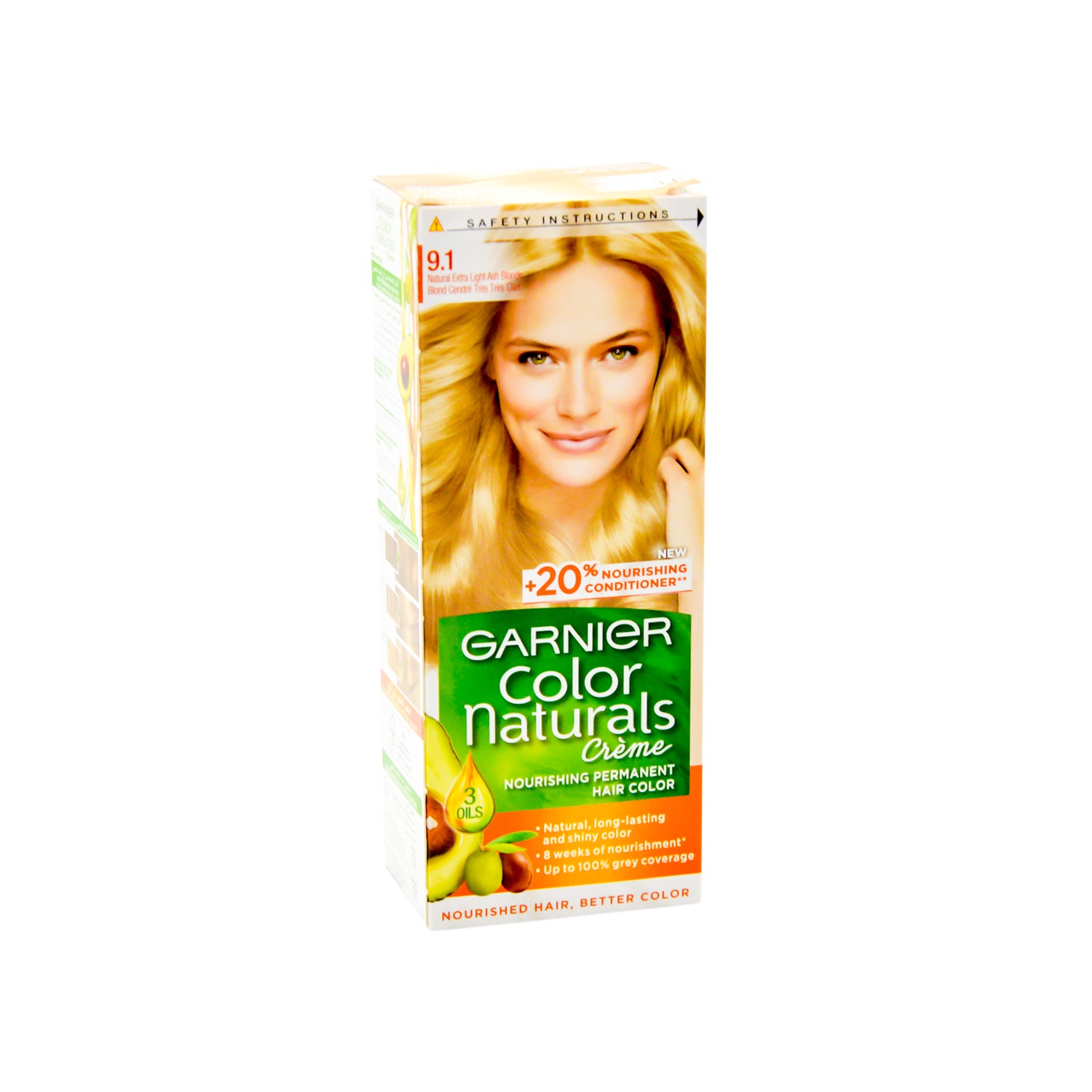 Garnier Color Naturals Nourishing Permanent Hair Dye Cream with 3 Oils Natural Extra Light Ash Blonde 9.1