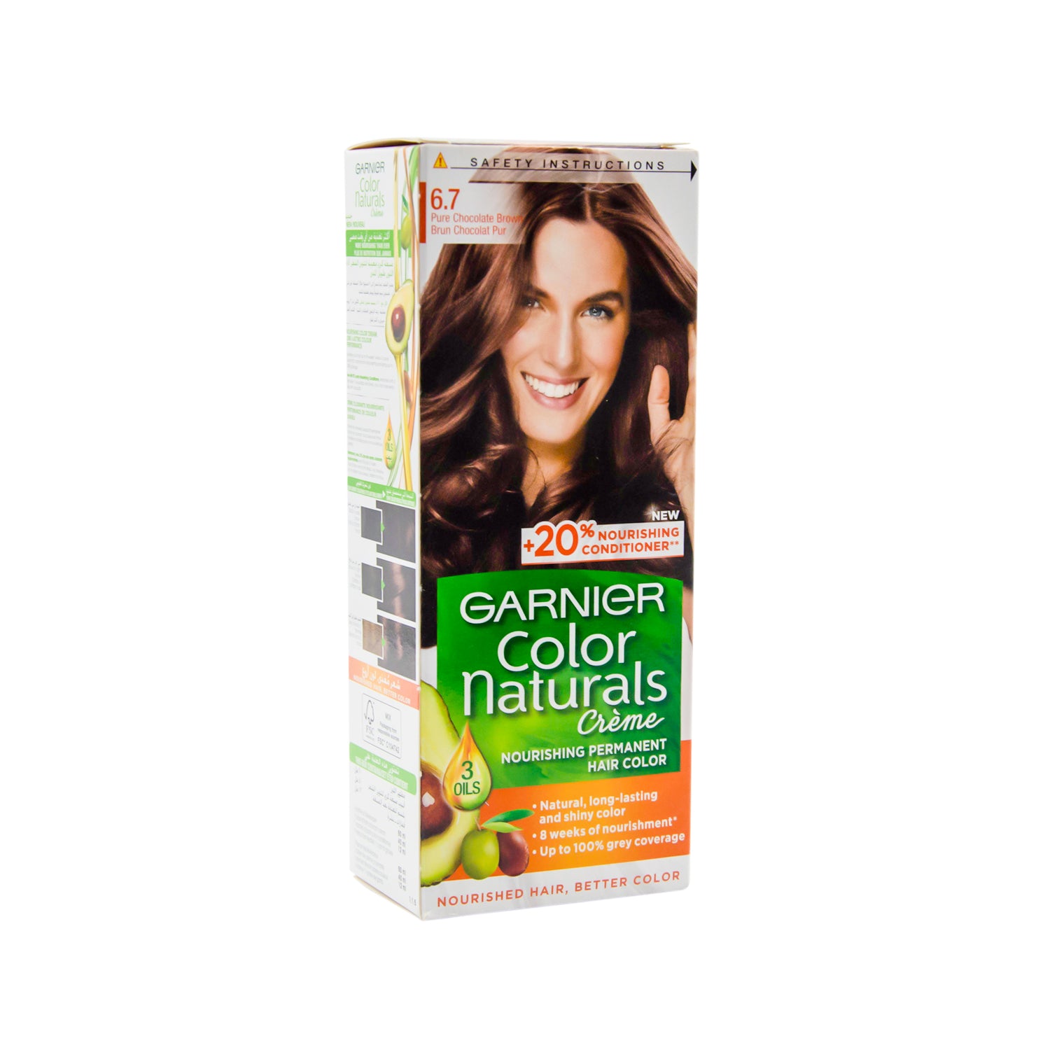 Garnier Color Naturals Nourishing Permanent Hair Dye Cream with 3 Oils Pure Chocolate Brown 6.7