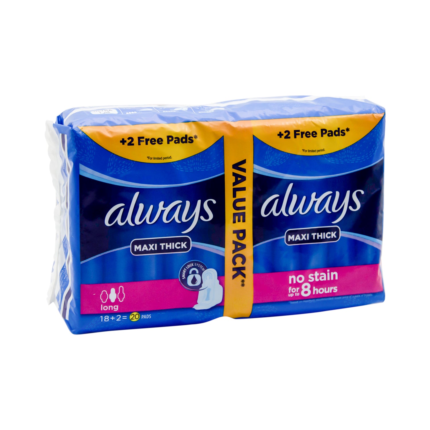 Always Cool & Dry No Heat Feel Maxi Thick Long Pads with Wings Aloe Vera Scent (20+2 Free)