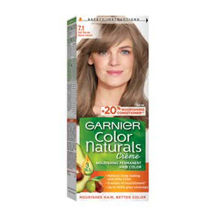 Garnier Color Naturals Nourishing Permanent Hair Dye Cream with Shea Butter, Avocado & Olive Oils Ash Blonde 7.1