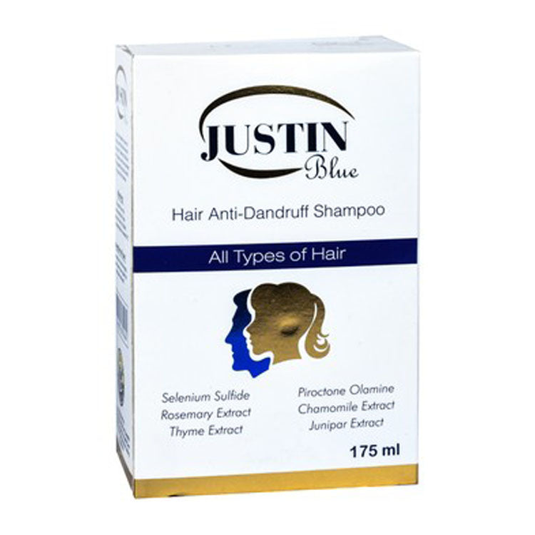 شامبو جاستن بلو المضاد للقشرة مع سلفيد السيلينيوم ومستخلصات إكليل الجبل والزعتر لجميع أنواع الشعر