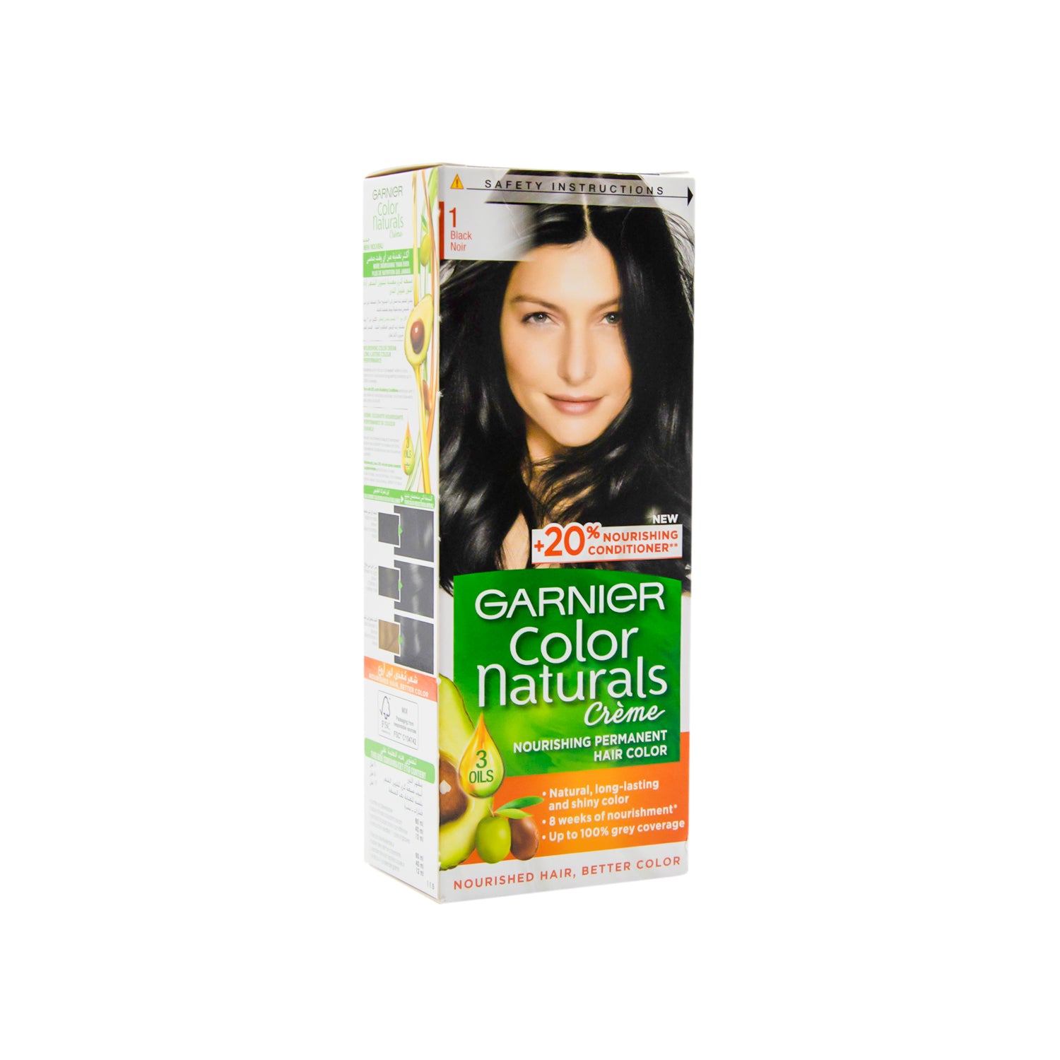Garnier Color Naturals Nourishing Permanent Hair Dye Cream with Shea Butter, Avocado & Olive Oils Black 1