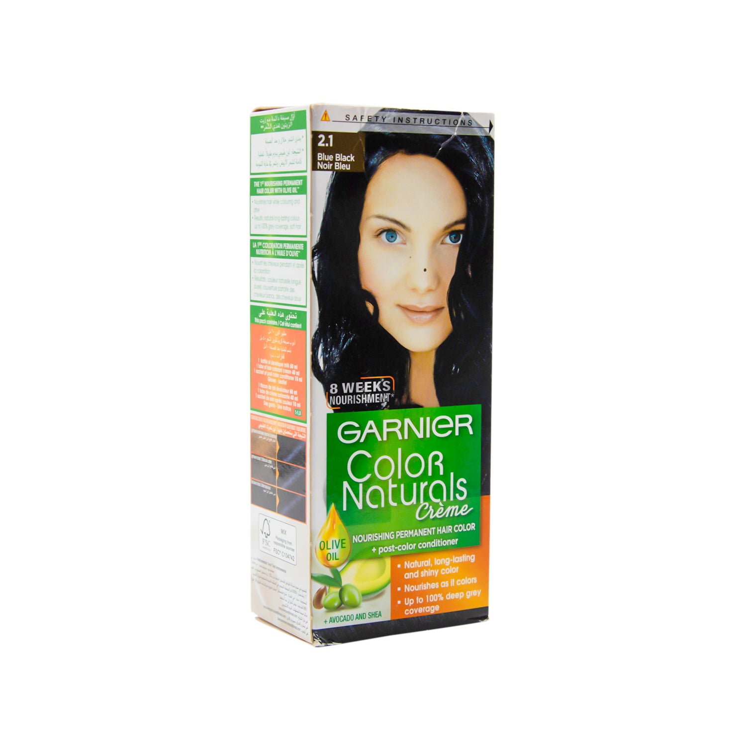 Garnier Color Naturals Nourishing Permanent Hair Dye Cream with 3 Oils Blue Black 2.1