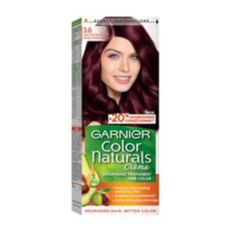 Garnier Color Naturals Nourishing Permanent Hair Dye Cream with 5 Oils Deep Red Brown 3.6