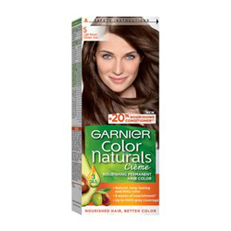 Garnier Color Naturals Nourishing Permanent Hair Dye Cream with Shea Butter, Avocado & Olive Oils Light Brown 5
