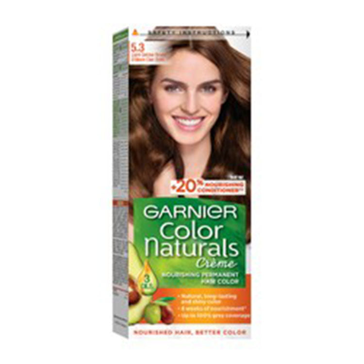 Garnier Color Naturals Nourishing Permanent Hair Dye Cream with Shea Butter, Avocado & Olive Oils Light Golden Brown 5.3