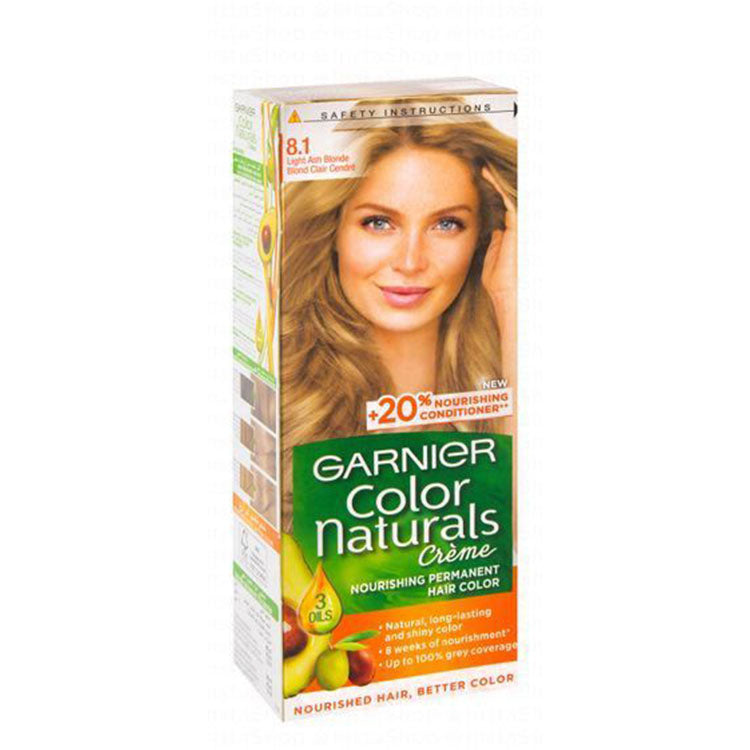 Garnier Color Naturals Nourishing Permanent Hair Dye Cream with Shea Butter, Avocado & Olive Oils Light Ash Blonde 8.1