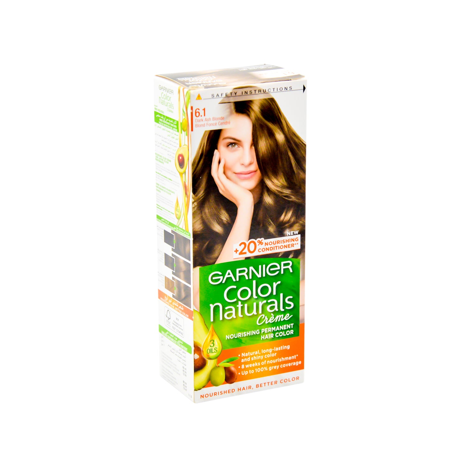 Garnier Color Naturals Nourishing Permanent Hair Dye Cream with Shea Butter, Avocado & Olive Oils Dark Ash Blonde 6.1