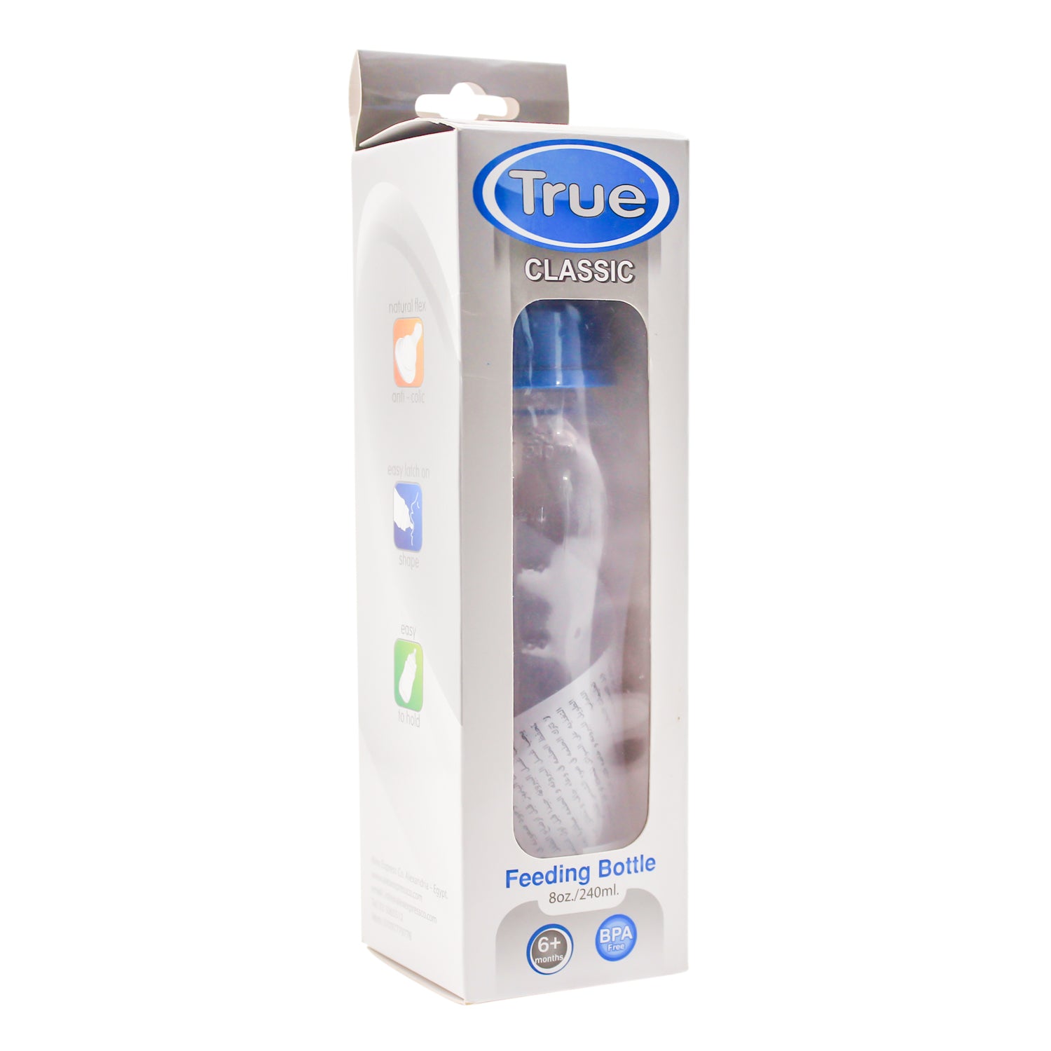 True Blue 240ml Feeding Bottle with Silicone Teat (6+ Months) - BPA free