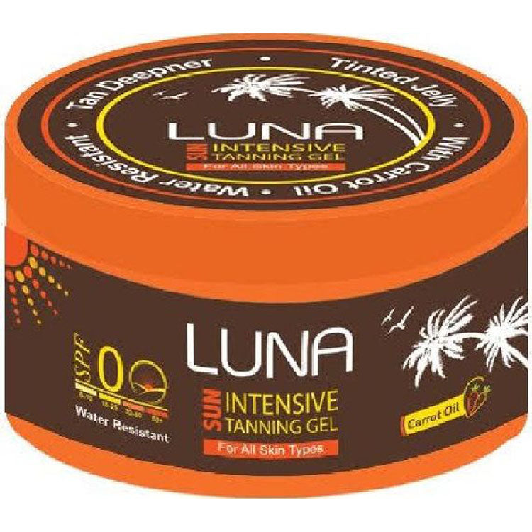 Luna Sun Intensive Water-Resistant Tanning Gel for All Skin Types with Carrot Oil SPF0