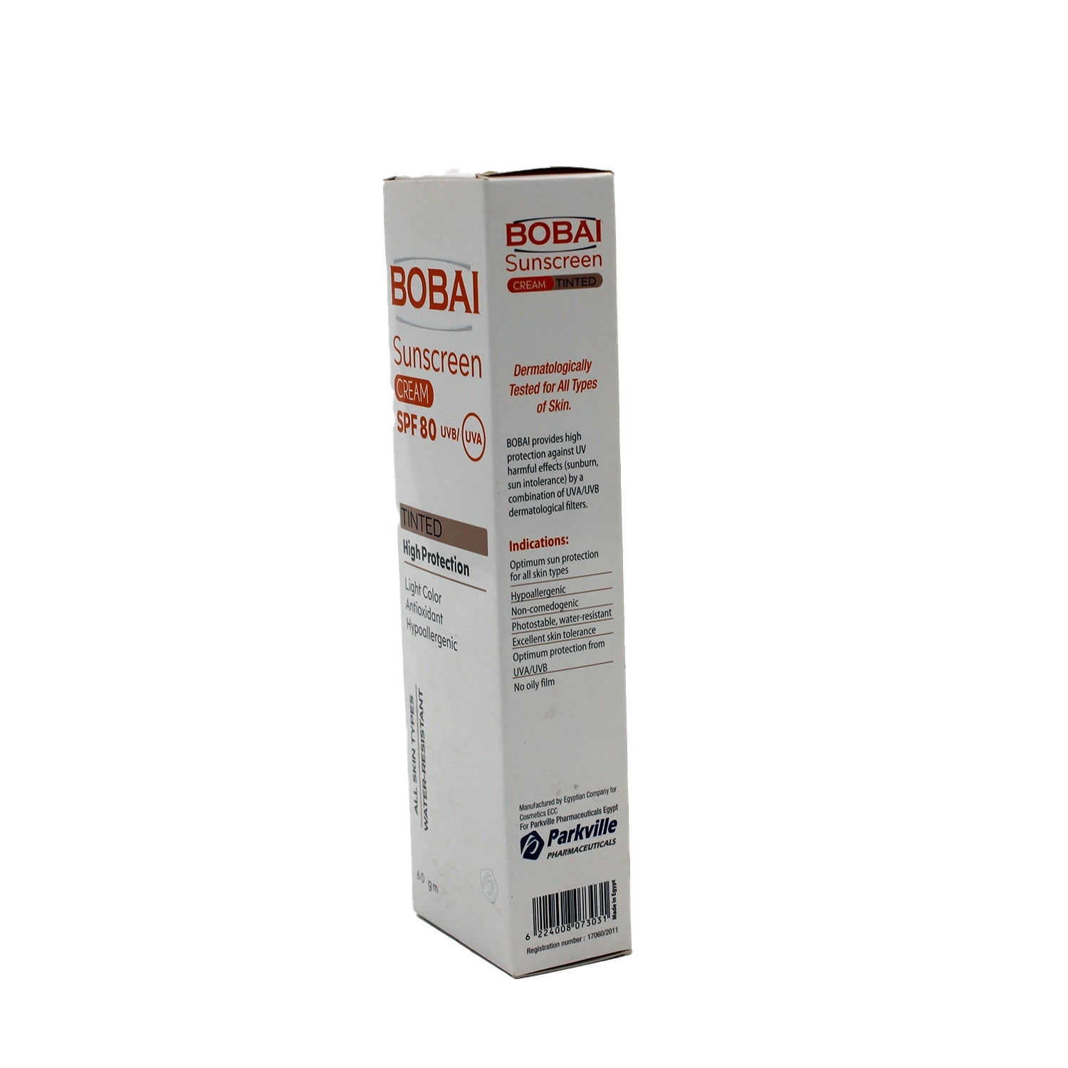 Bobai Hypoallergenic Water-Resistant Tinted Antioxidant Facial Sunscreen for All Skin Types SPF80 - non comedogenic