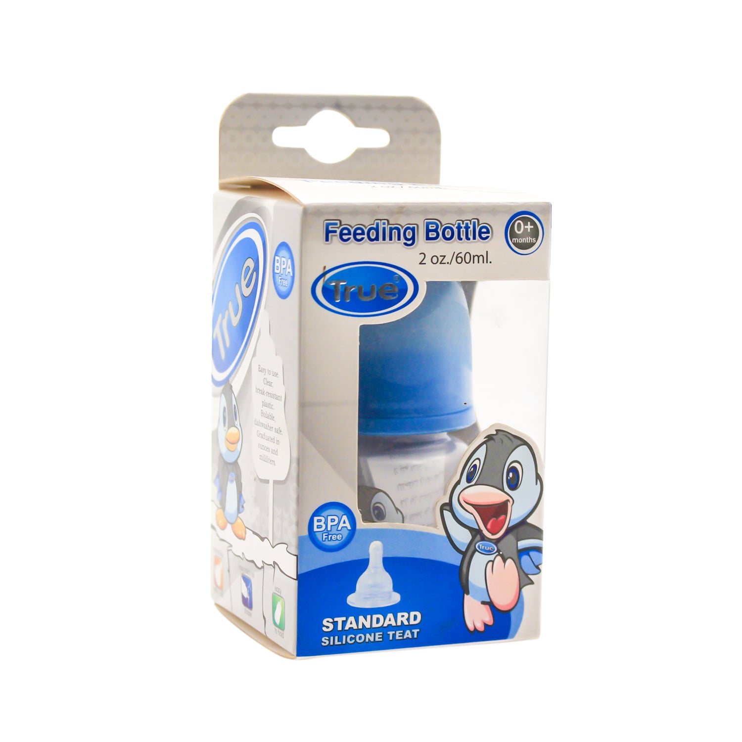 True 60ml Nursing Bottle with Standard Silicone Teat (0+ Months) - BPA free