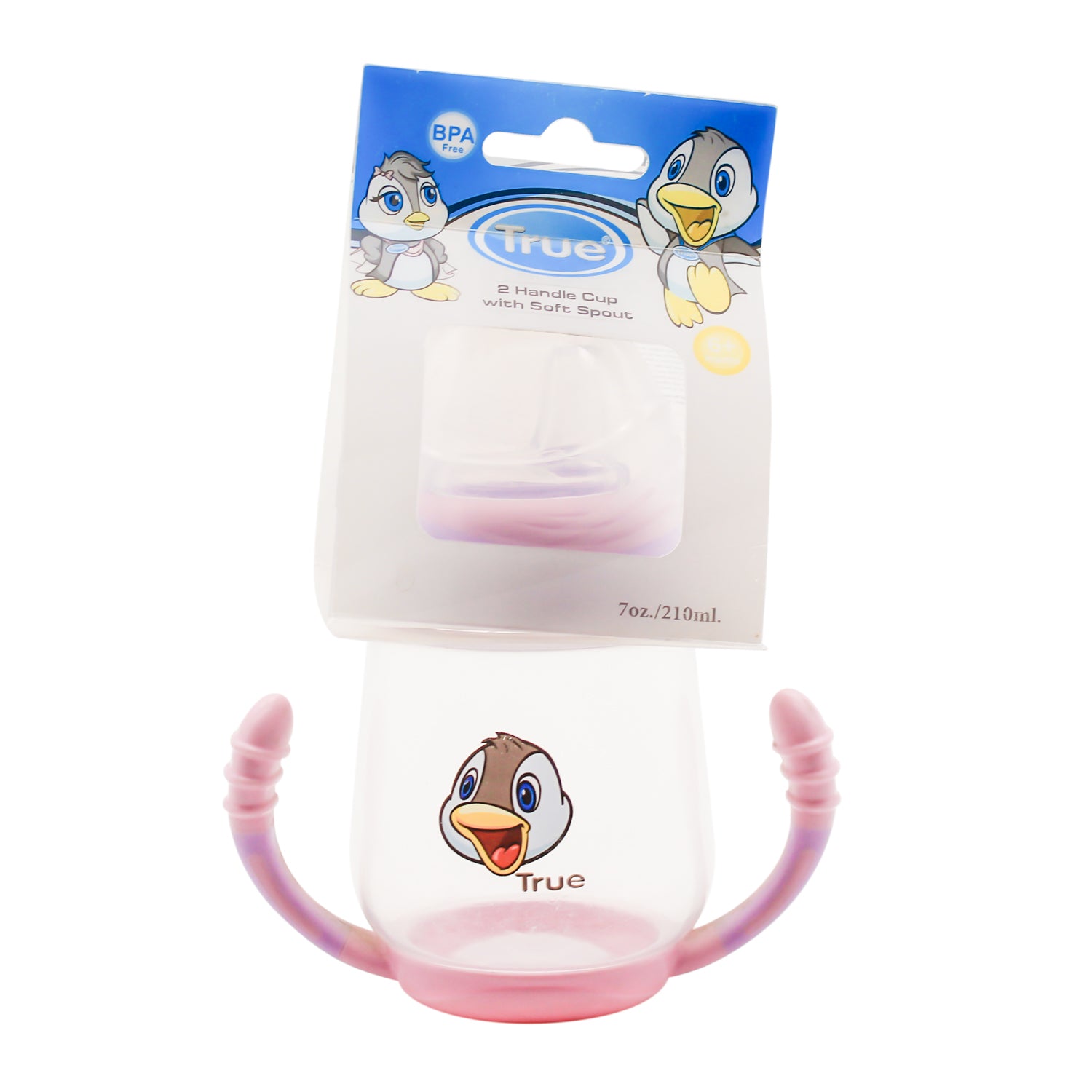 True Pink 210ml Feeding Baby Cup with Handle & Silicone Spout (6+ Months) - BPA free