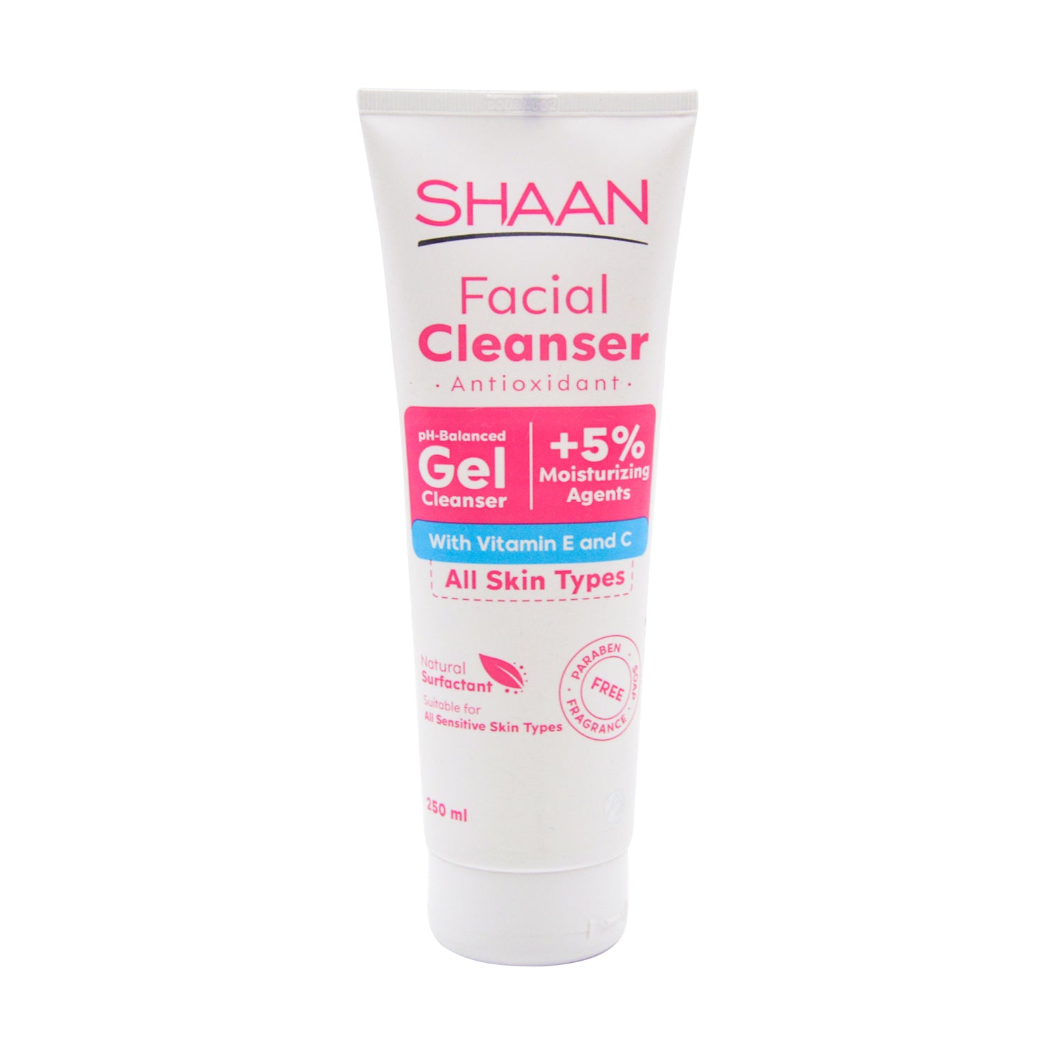 Shaan Moisturizing & Antioxidant Face & Body Gel Cleanser with Vitamin E & C for Sensitive & All Skin Types - soap free, parabens free, fragrance free