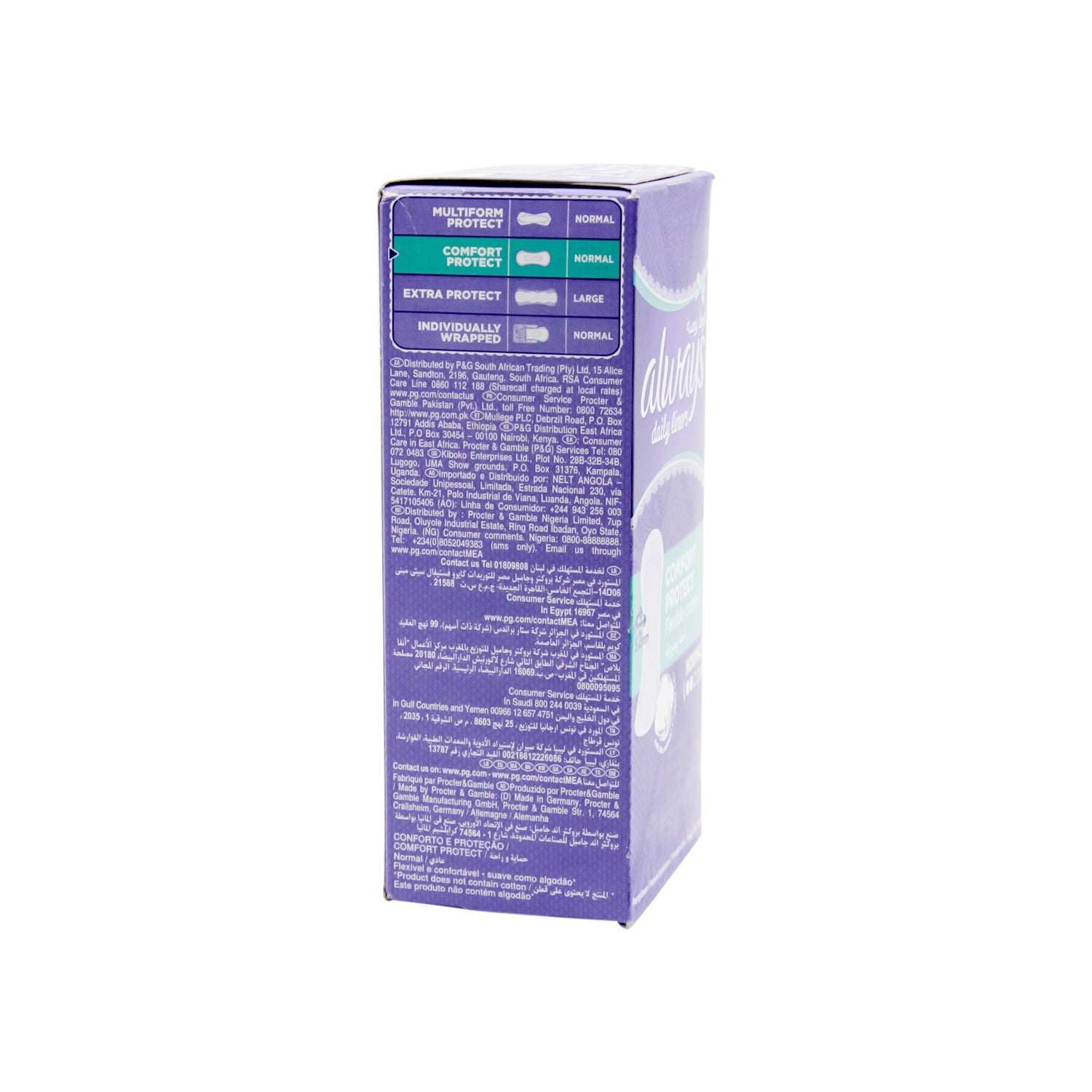 Always Comfort Protect Unscented Breathable Daily Normal Pantyliners