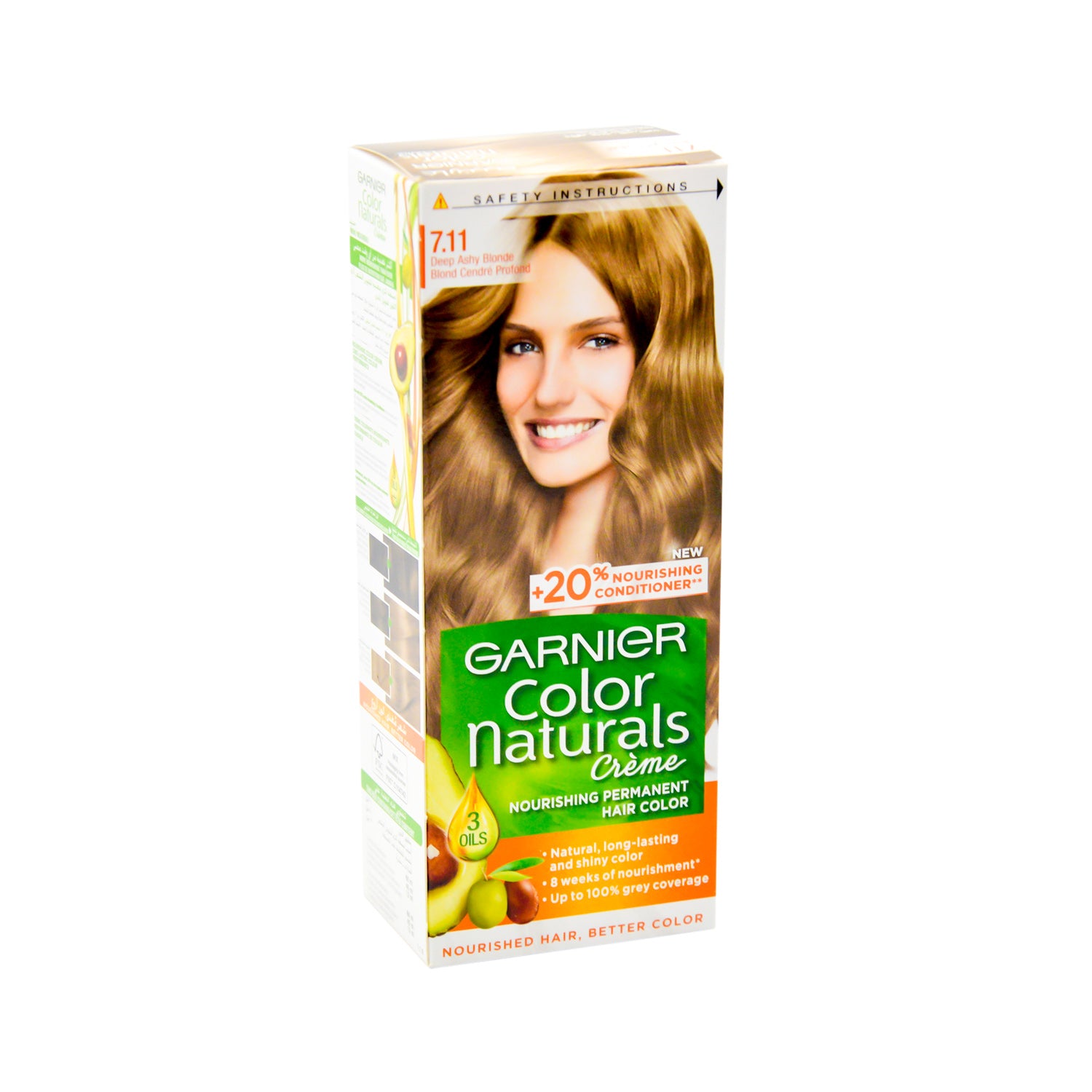 Garnier Color Naturals Nourishing Permanent Hair Dye Cream with 3 Oils Deep Ashy Blonde 7.11