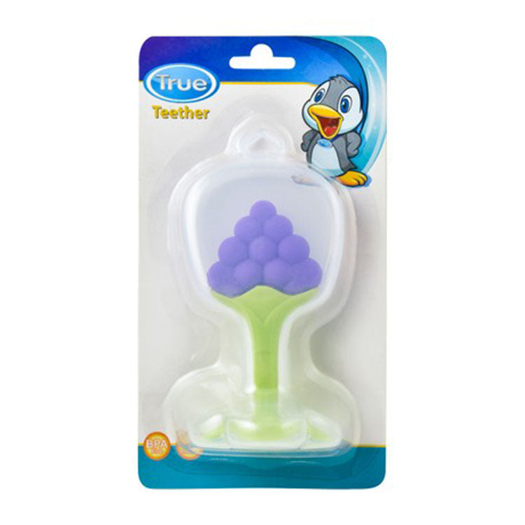 True Purple Grape Shaped Silicone Teether with Cover (0+ Months) - BPA free