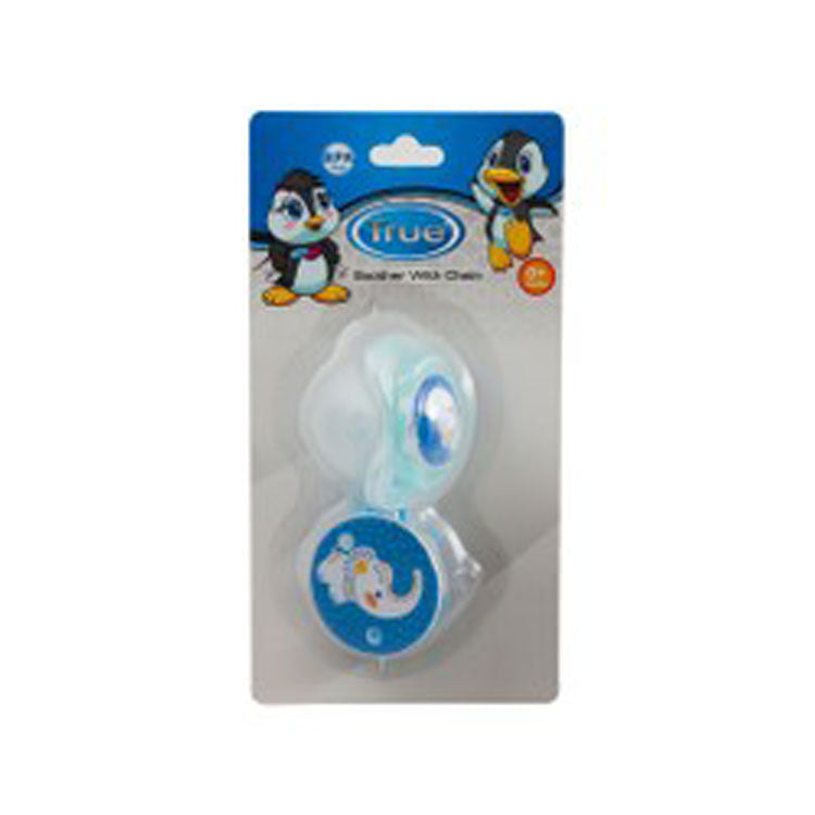 True Blue Soother with Chain (0+ Months) - BPA free