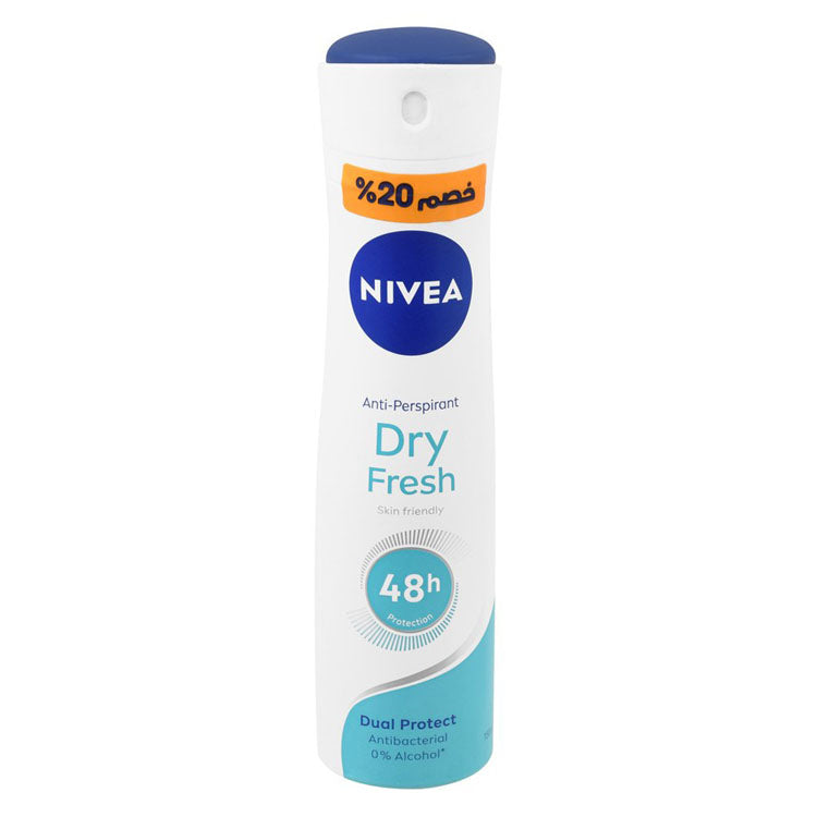 NIVEA Dry Fresh Skin Friendly 48H Antiperspirant & Antibacterial Deodorant Spray for Women (20% Off) - ethyl alcohol free