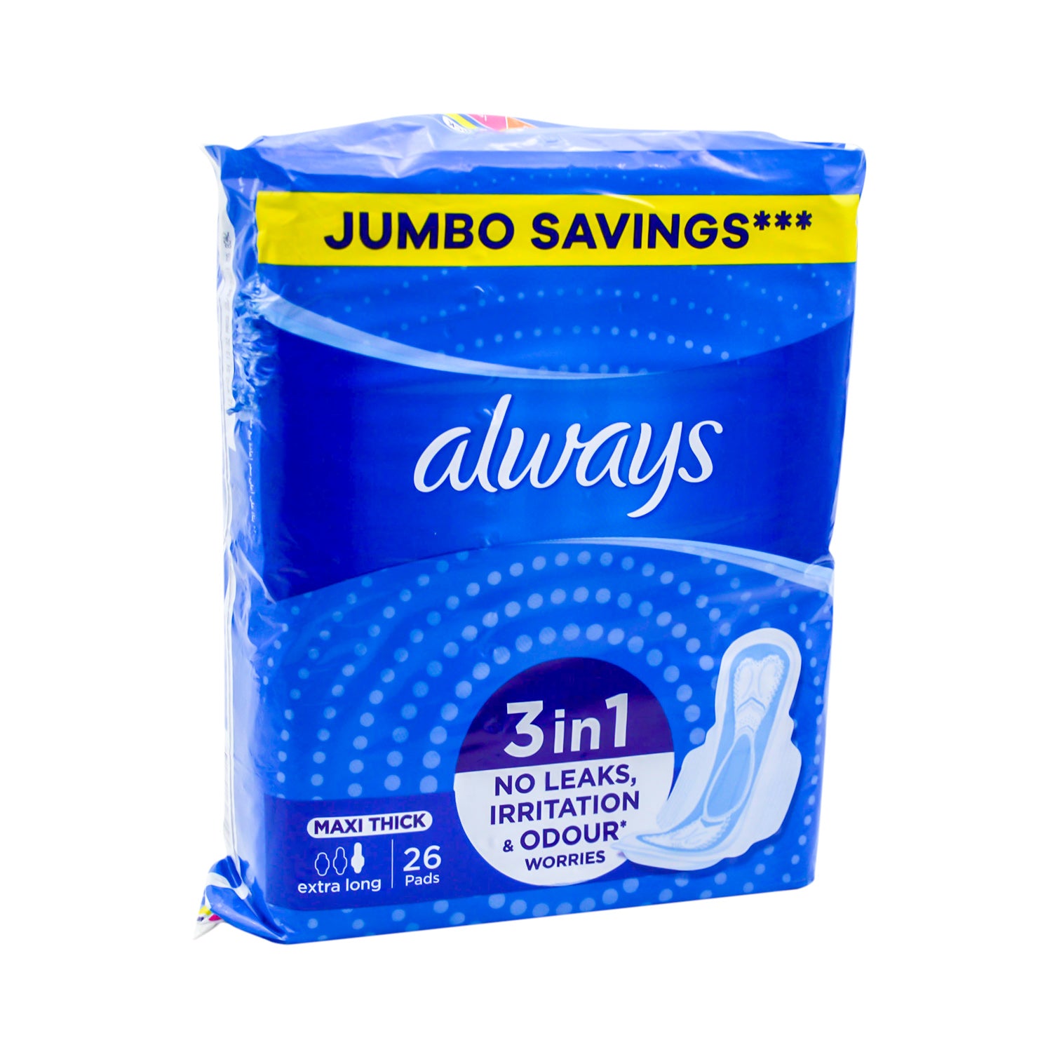 Always Extra Long Maxi Thick Pads for Sensitive Skin (20+6 Free)