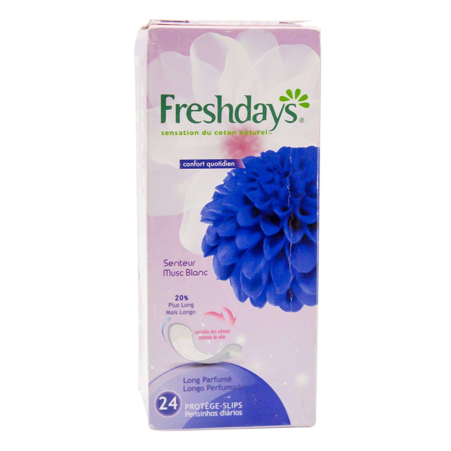 Freshdays Natural Cotton Feel Long Pantyliners White Musk Scent