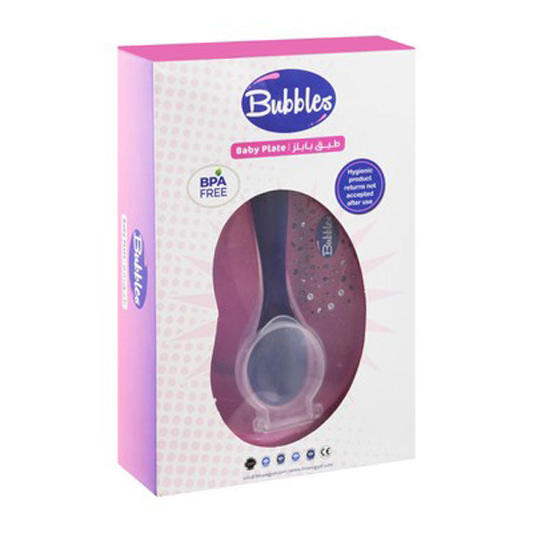 طبق أطفال من البولي بروبيلين أرجواني اللون مع ملعقة - خالٍ من مادة BPA