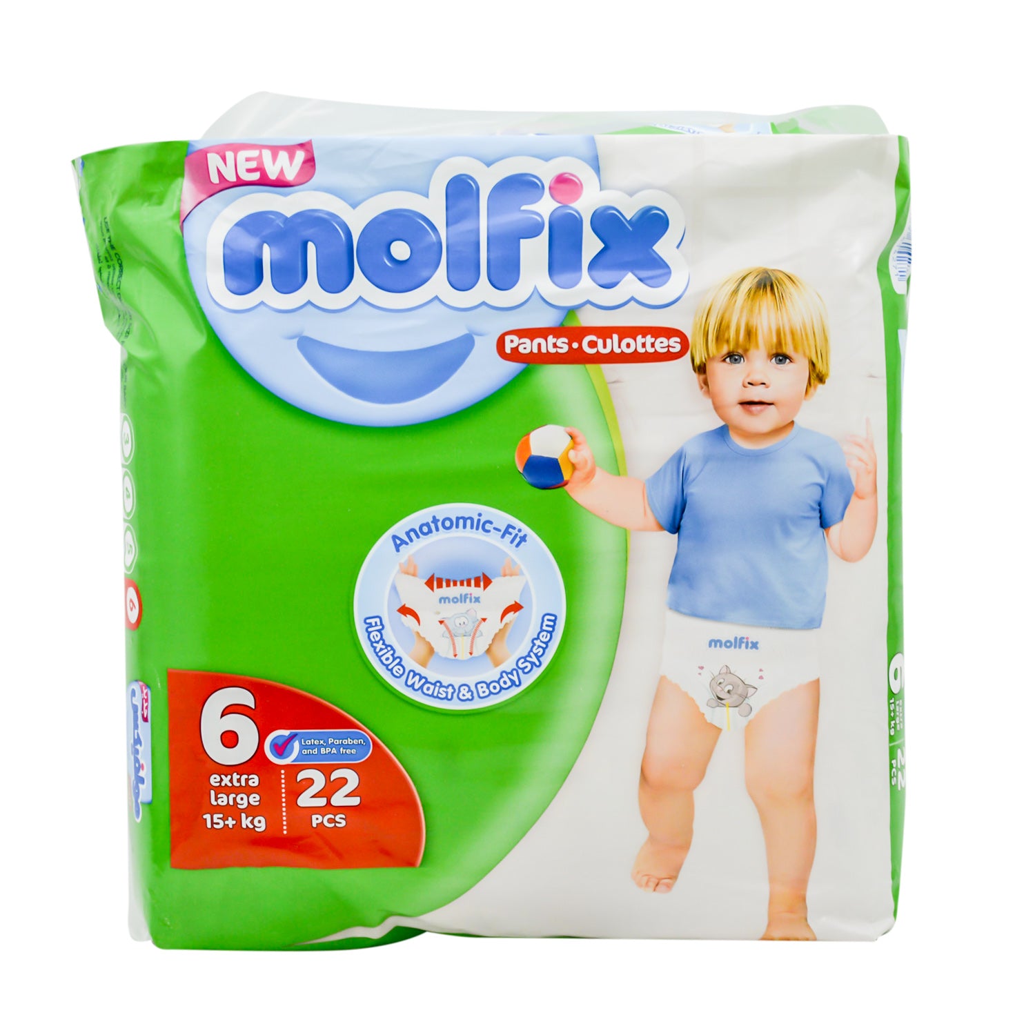 حفاضات مولفيكس للأطفال الرضع، مقاس 6 (للأطفال فوق 16 كجم)