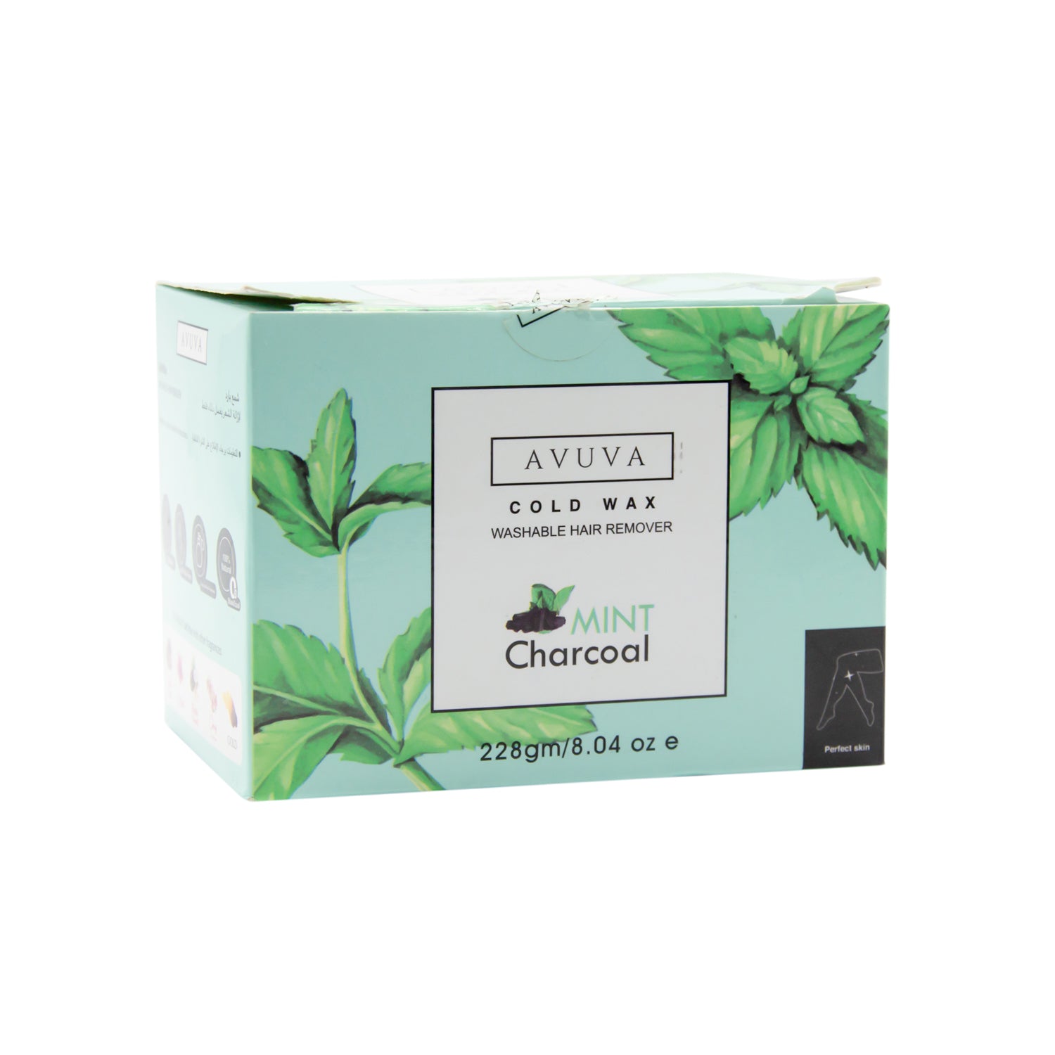 Avuva Sterile Washable Hair Removing Cold Wax with Mint & Charcoal for All Skin Types