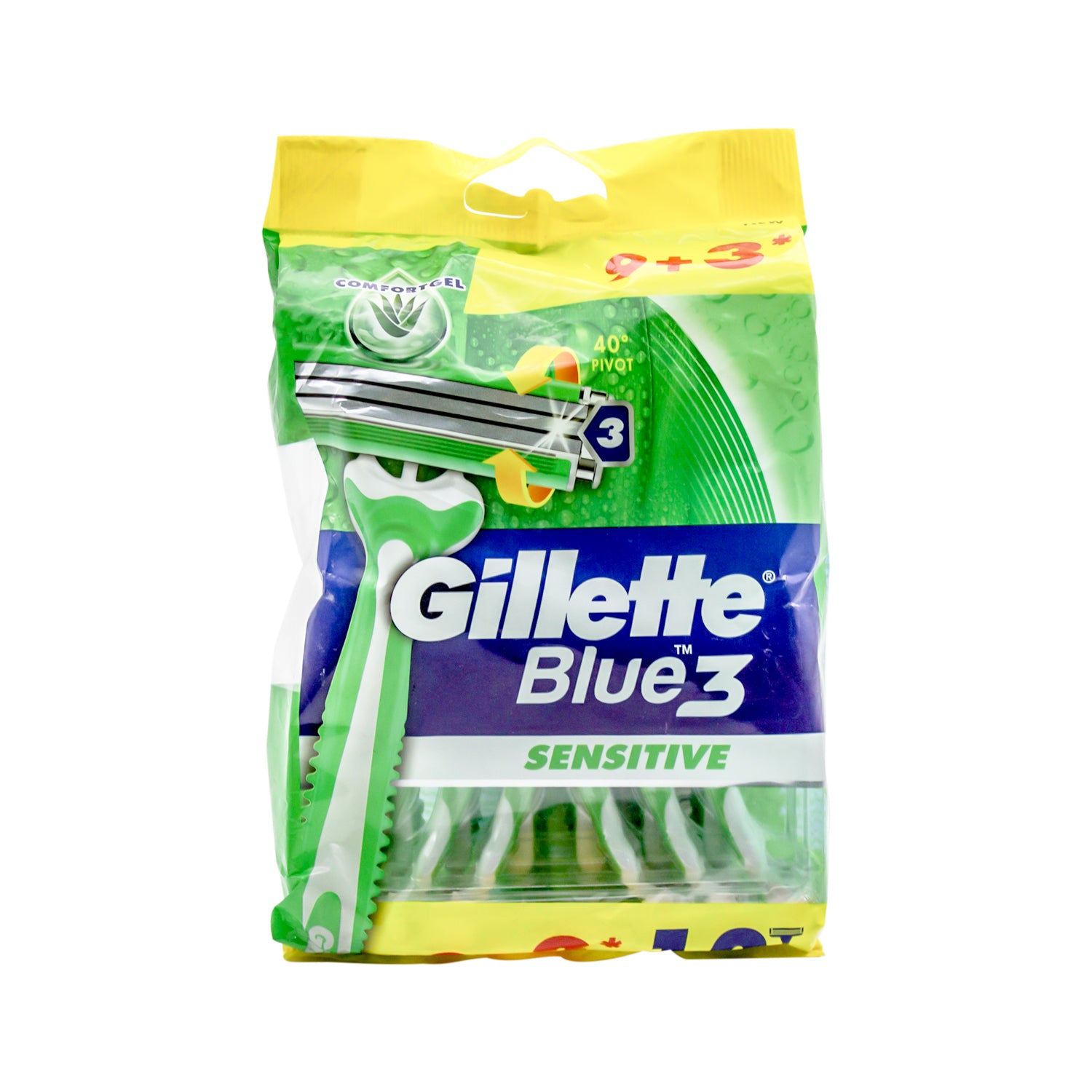 شفرات حلاقة جيليت بلو 3 للاستخدام مرة واحدة للبشرة الحساسة (9+3 مجاناً)