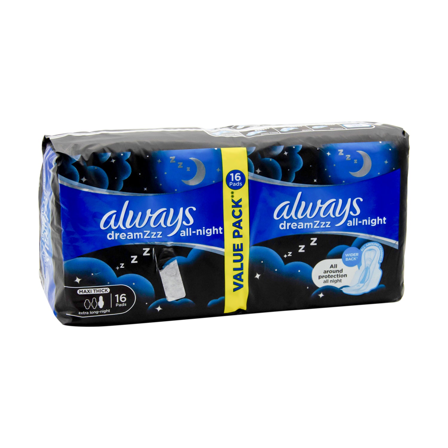 فوط صحية Always Dreamzzz All Night Maxi سميكة وطويلة جدًا مع أجنحة (16+2 مجانًا)