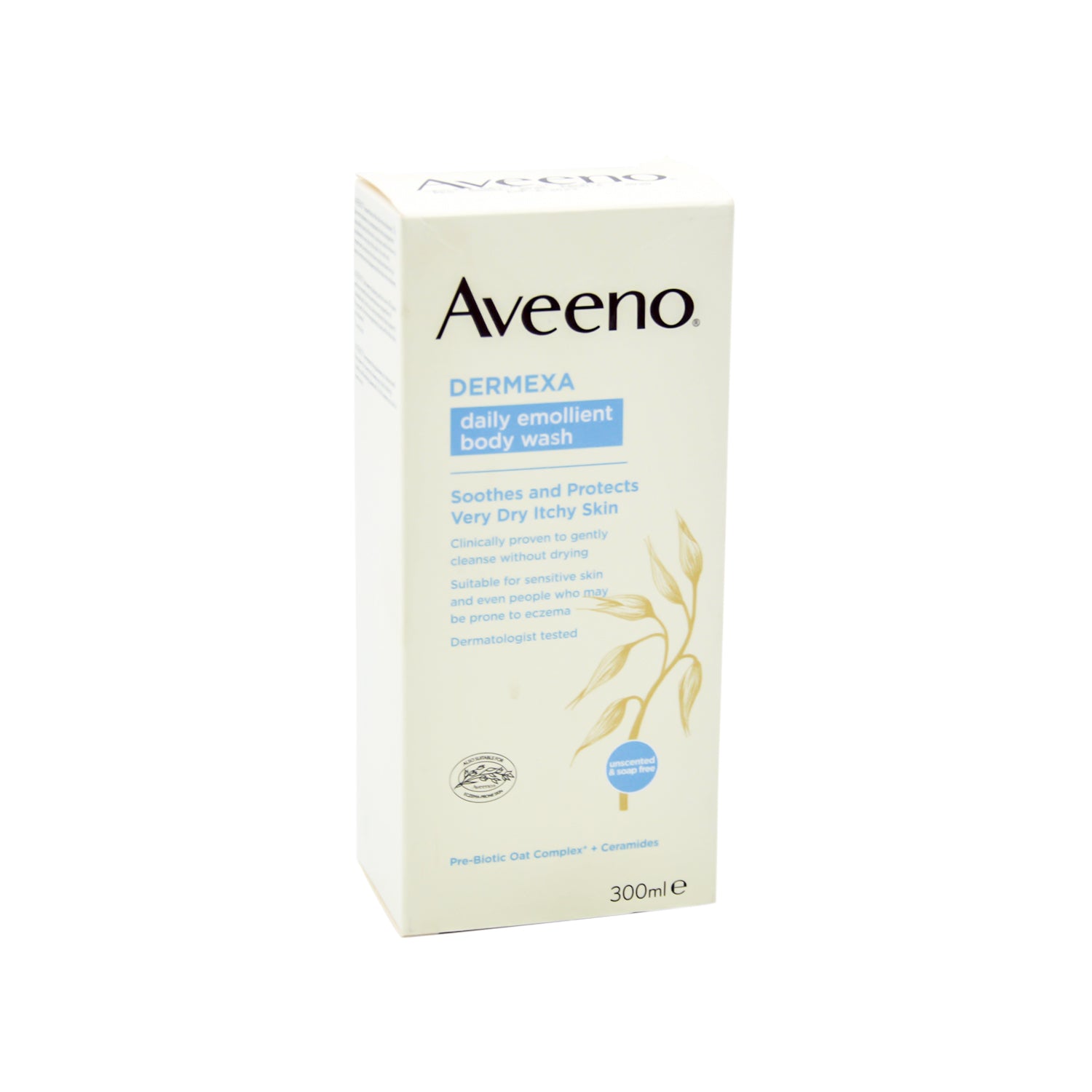 Aveeno Dermexa Daily Emollient Body Wash for Very Dry, Sensitive & Eczema Prone Skin - soap free, dye free
