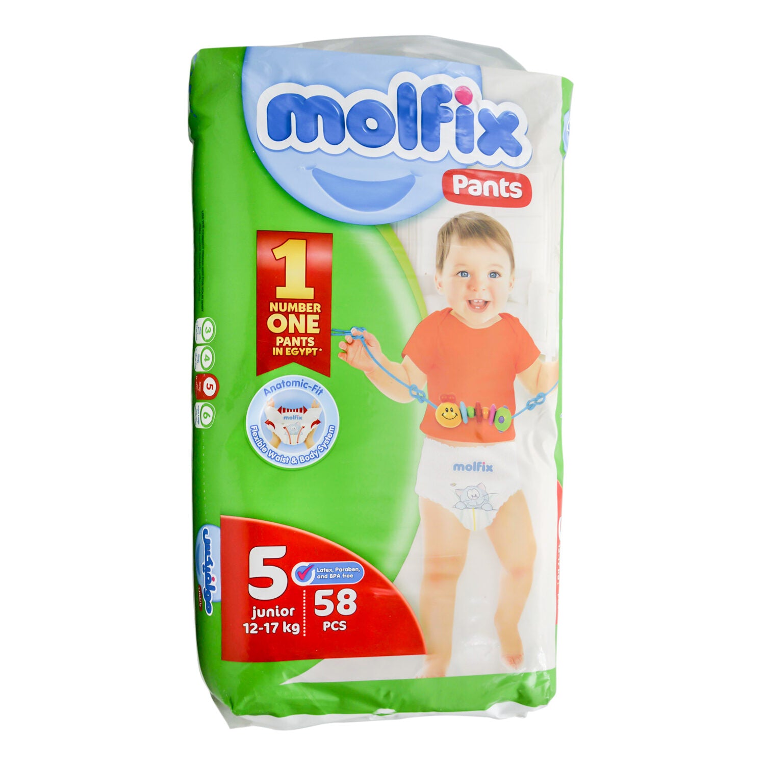 حفاضات مولفيكس جونيور للأطفال الرضع، مقاس 5 (12-17 كجم)