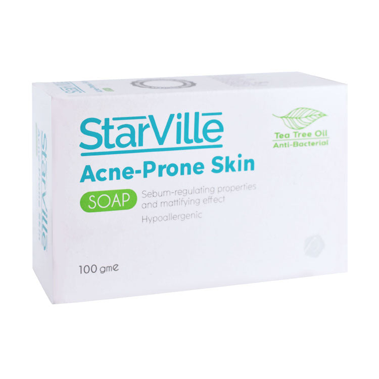 StarVille Hypoallergenic Antibacterial Soap Bar with Tea Tree Oil for Combination, Oily & Acne-Prone Skin