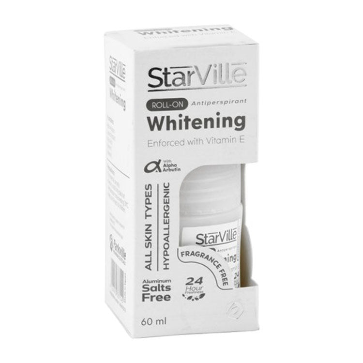 StarVille Hypoallergenic Whitening Antiperspirant Roll-On Deodorant with Vitamin E & Alpha Arbutin for All Skin Types - fragrance free
