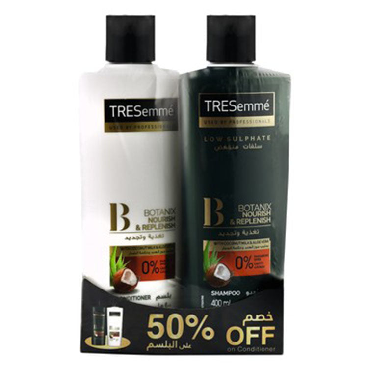 TRESemmé Botanix Nourishing & Replenishing Shampoo (400ml) & Conditioner (400ml) with Coconut Milk & Aloe Vera (50% Off on Conditioner)