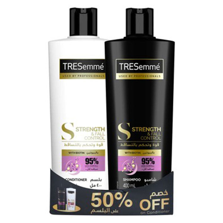 TRESemmé Strength & Fall Control Shampoo (400ml) & Hair Conditioner with Biotin (400ml) (50% Off on the Conditioner)