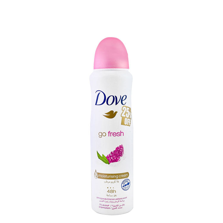 Dove Go Fresh 48H Antiperspirant & Moisturizing Deodorant Spray Pomegranate & Lemon Verbena Scent (25% Off) - alcohol free
