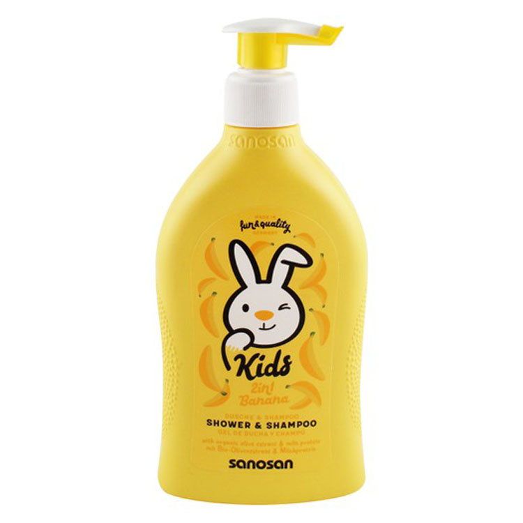 Sanosan Kids 2in1 Shampoo & Shower Gel Banana Scent with Organic Olive Extract & Milk Protein