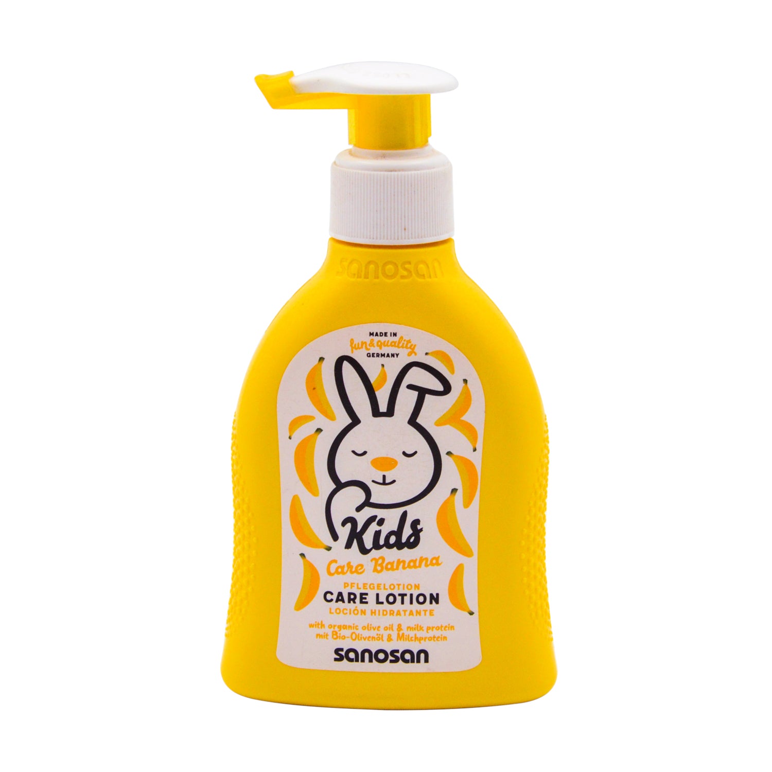 Sanosan Kids Care Lotion Banana Scent with Organic Olive Oil & Milk Protein - SLS free, SLES free, parabens free
