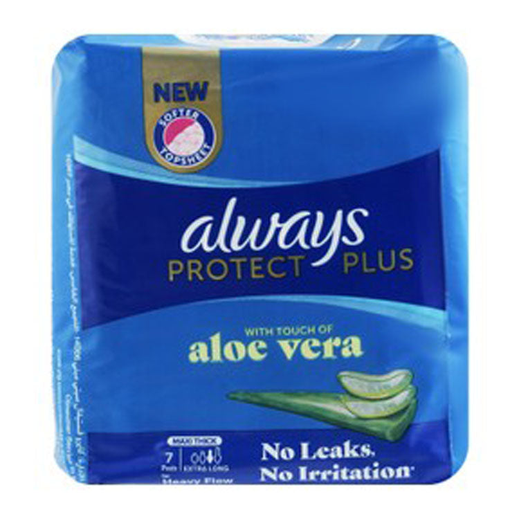 فوط أولويز بروتكت بلس ماكسي سميكة وطويلة جدًا برائحة الصبار مع أجنحة