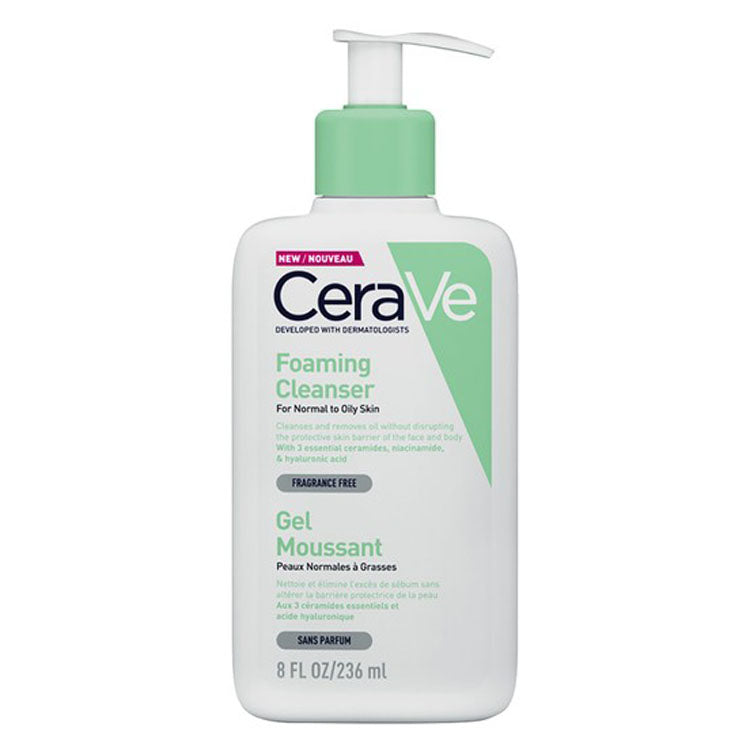 CeraVe Hypoallergenic Foaming Facial Gel Cleanser with Ceramides & Hyaluronic Acid for Normal to Oily Skin - fragrance free