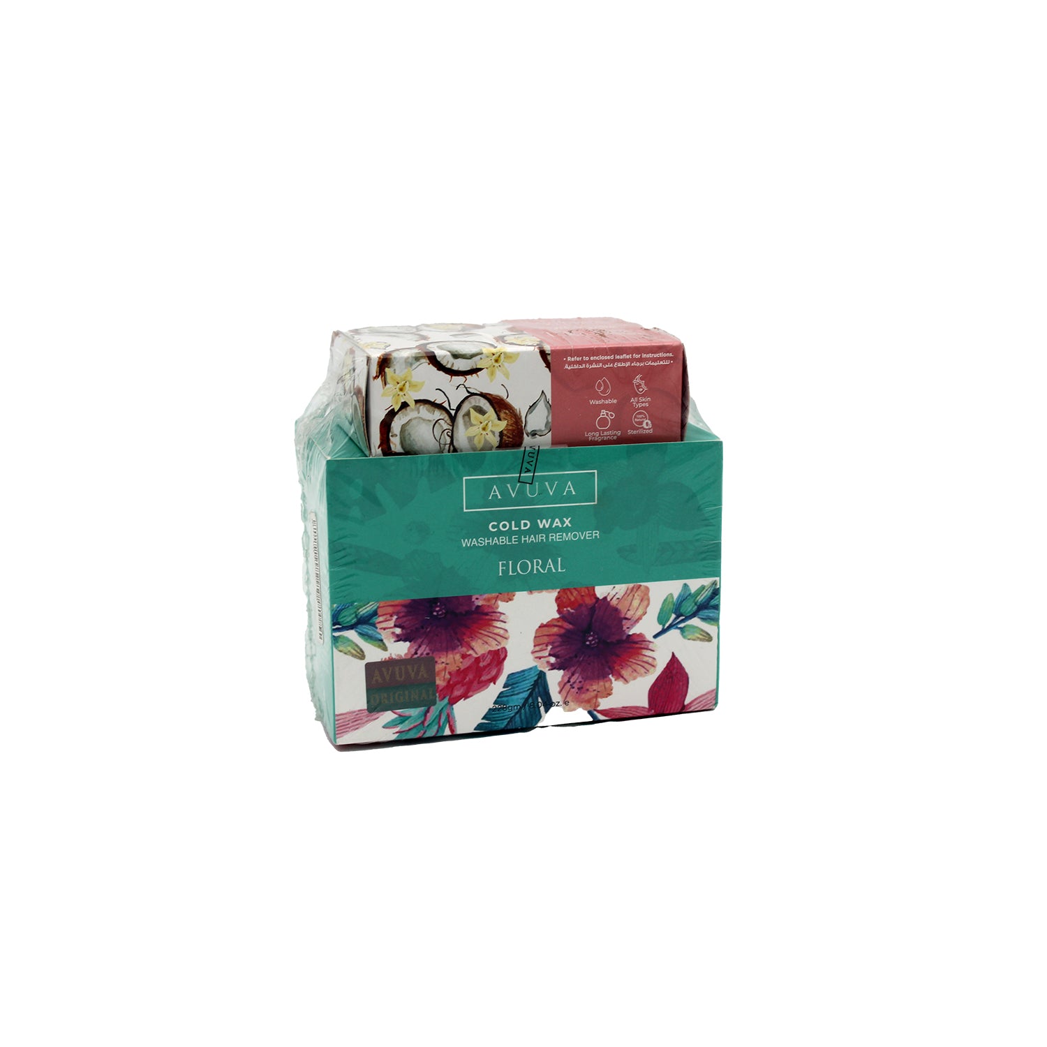 Avuva Hair Removal (Floral) Cold Wax  228gm + White Paste 100gm