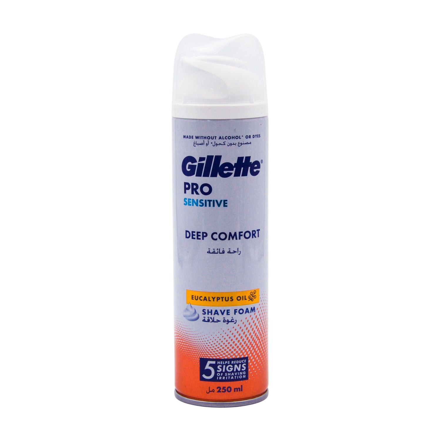 Gillette Pro Sensitive Deep Comfort Shaving Foam with Eucalyptus Oil - alcohol free, dyes free, parabens free