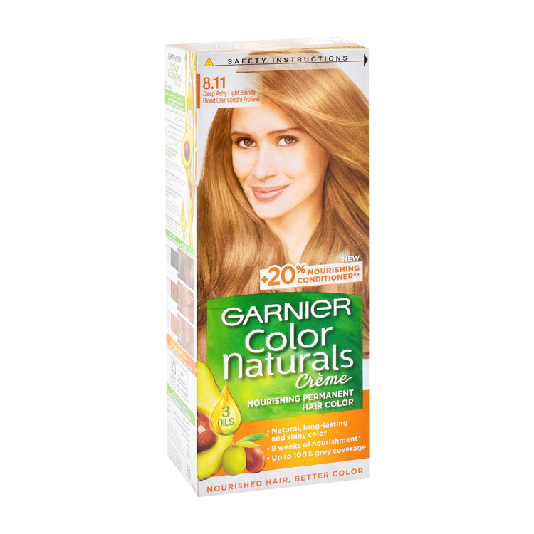 Garnier Color Naturals Nourishing Permanent Hair Dye Cream Deep Ashy Light Blonde 8.11 (20% Off)